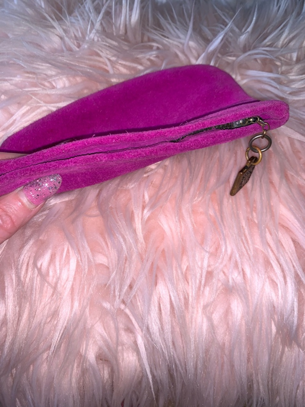 🩷ANNE KLEIN🩷VINTAGE SUEDE LION EMBOSSED POUCH. - Picture 5 of 8